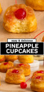 Pineapple Upside Down Cupcakes made with cake mix recipe Pinterest image