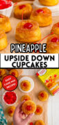 Pineapple Upside Down Cupcakes made with cake mix recipe Pinterest image