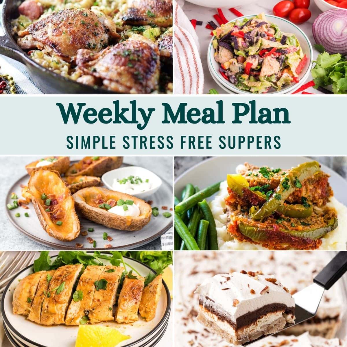 Weekly Meal Plan Menu for the Week of August 17, 2026 collage image.
