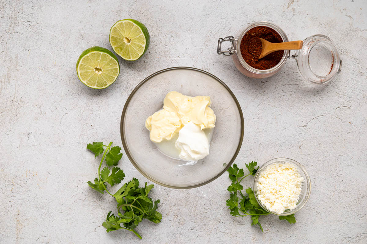 Mayo mixture ingredients in a bowl.