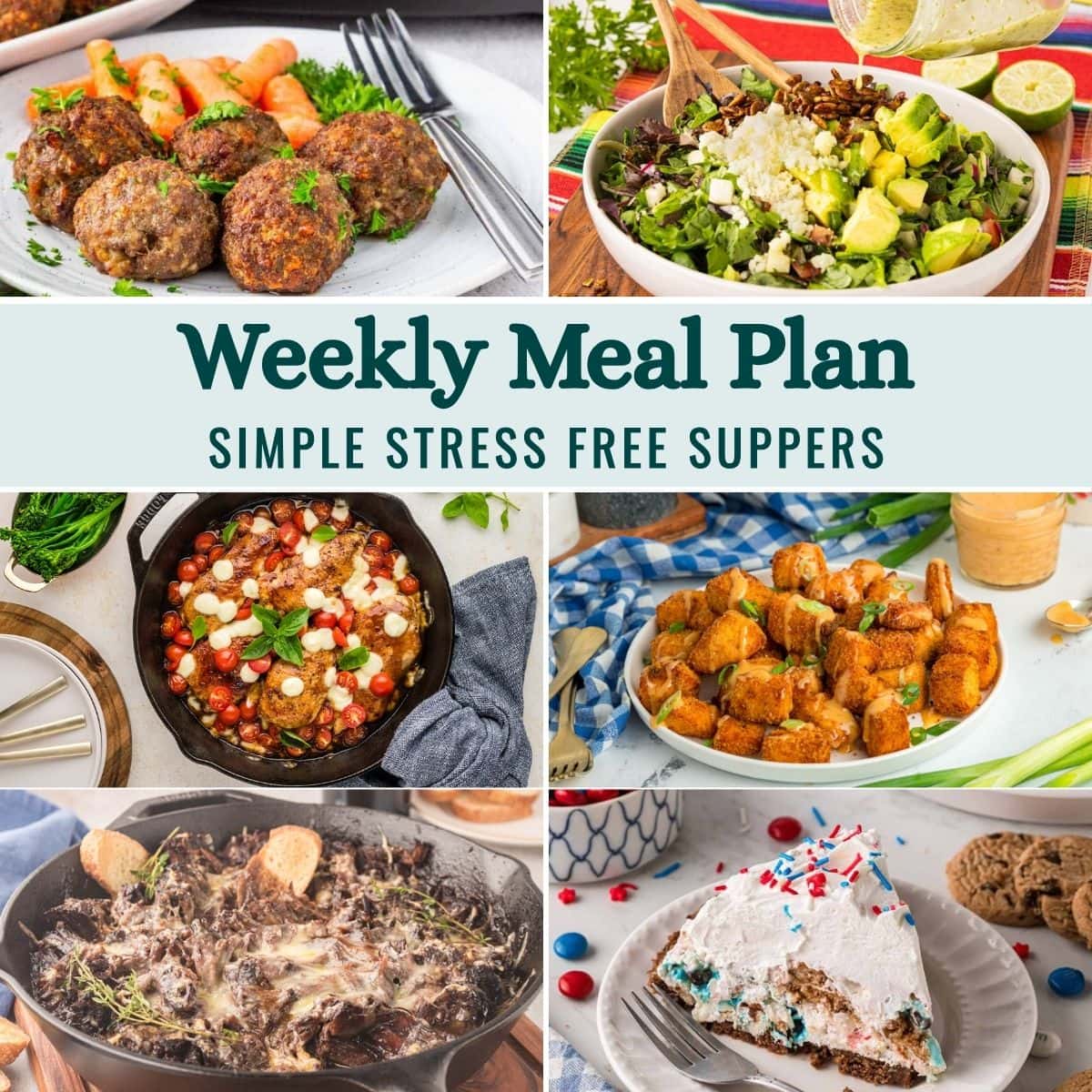 Weekly Meal Plan Menu for the Week of August 31, 2026 collage image.