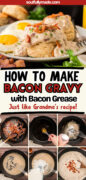 Bacon Gravy and biscuits Pinterest image