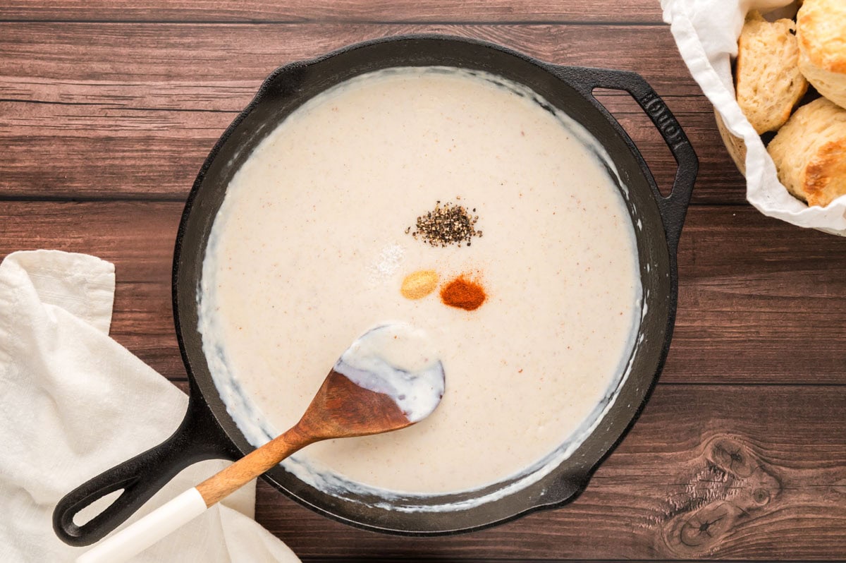 Seasonings added to gravy mixture.