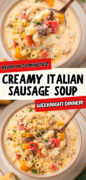 Creamy Italian Sausage Soup Pinterest image
