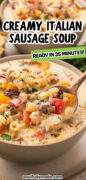 Creamy Italian Sausage Soup Pinterest image