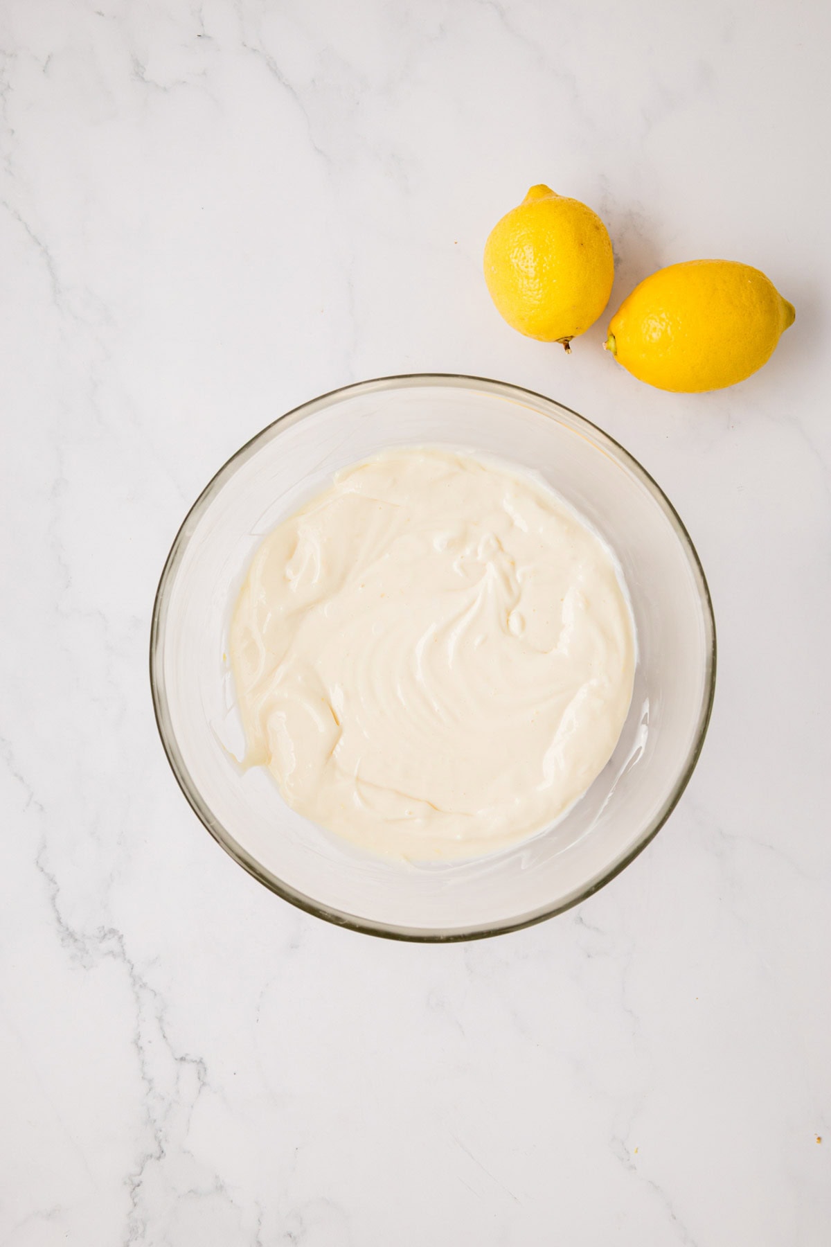 Cream cheese, sweetened condensed milk, lemon juice and zest combined until smooth.