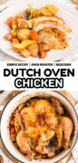 Dutch Oven Roasted Whole Chicken recipe Pinterest image