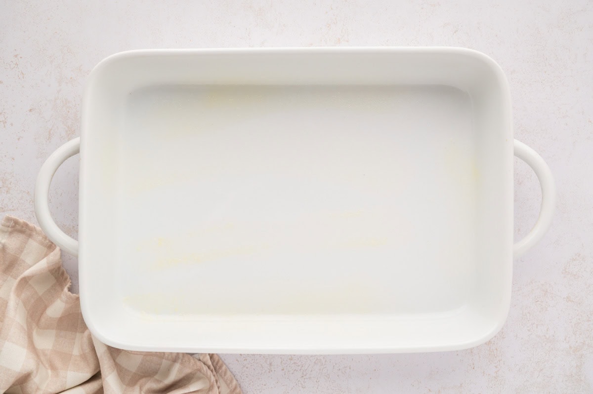 A lightly sprayed 9 x 13 pan.