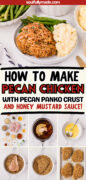 Pecan Crusted Chicken with homemade honey mustard sauce Pinterest image