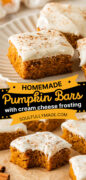 Pumpkin Bars with Cream Cheese Frosting recipe Pinterest image